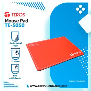 Mouse Pad Antideslizante, flexible, Rojo | TEROS(TE-5050N)